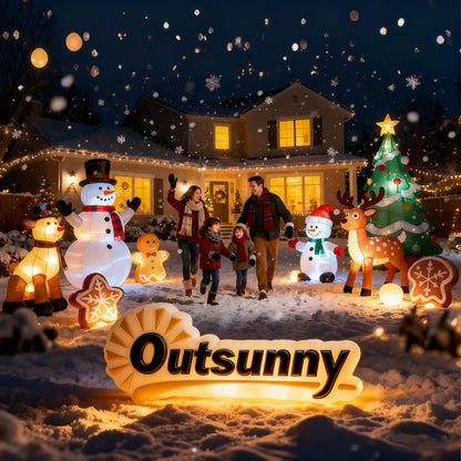 8FT Christmas Blow Up Gingerbread Man with Candy Cane for Party