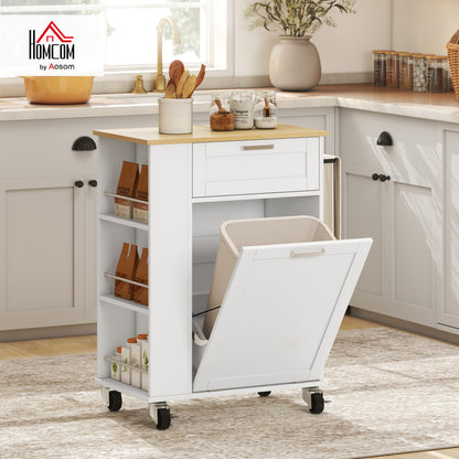Kitchen Storage Trolley on Wheels with 2 Drawers, White