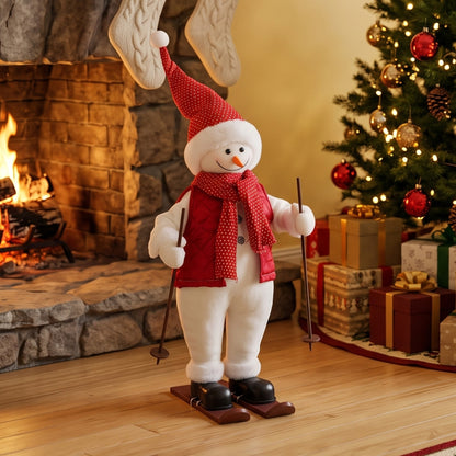 2ft Christmas Singing Skiing Santa Claus with Ski Board and Poles