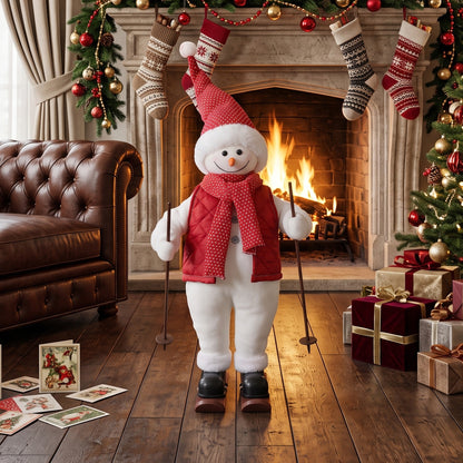 2ft Christmas Singing Skiing Santa Claus with Ski Board and Poles