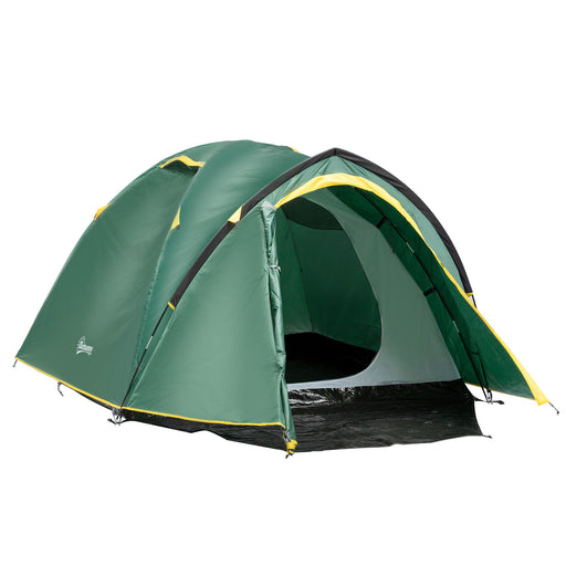 Dome Tent for 2 Person Camping Tent with Large Windows, Waterproof Green and Yellow