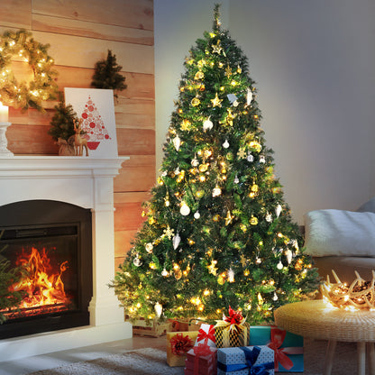 6ft Pre-Lit Artificial Christmas Tree with 200 Warm White LEDs & Baubles
