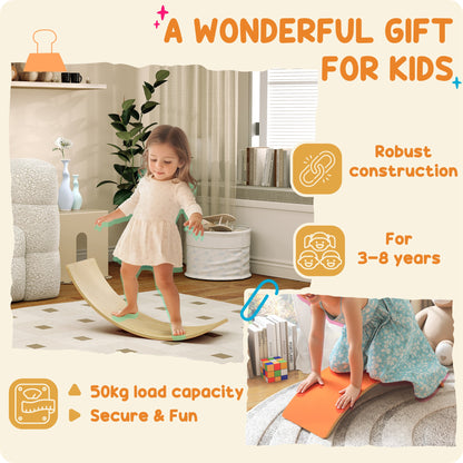 Wooden Balance Board for Kids, Wobble Board with Felt, Orange