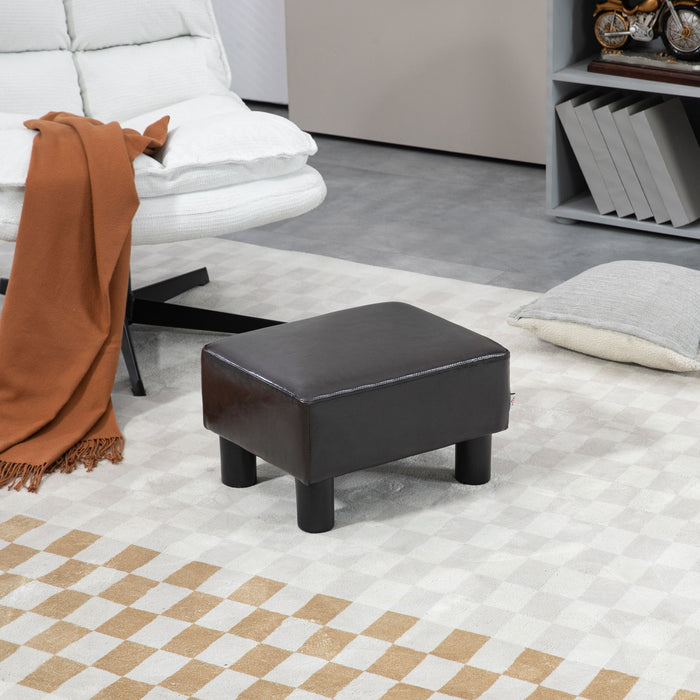 PU Leather Footstool Ottoman Cube with 4 Plastic Legs