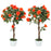 Set of 2 90cm Artificial Rose Tree, Fake Decorative Plant, Orange