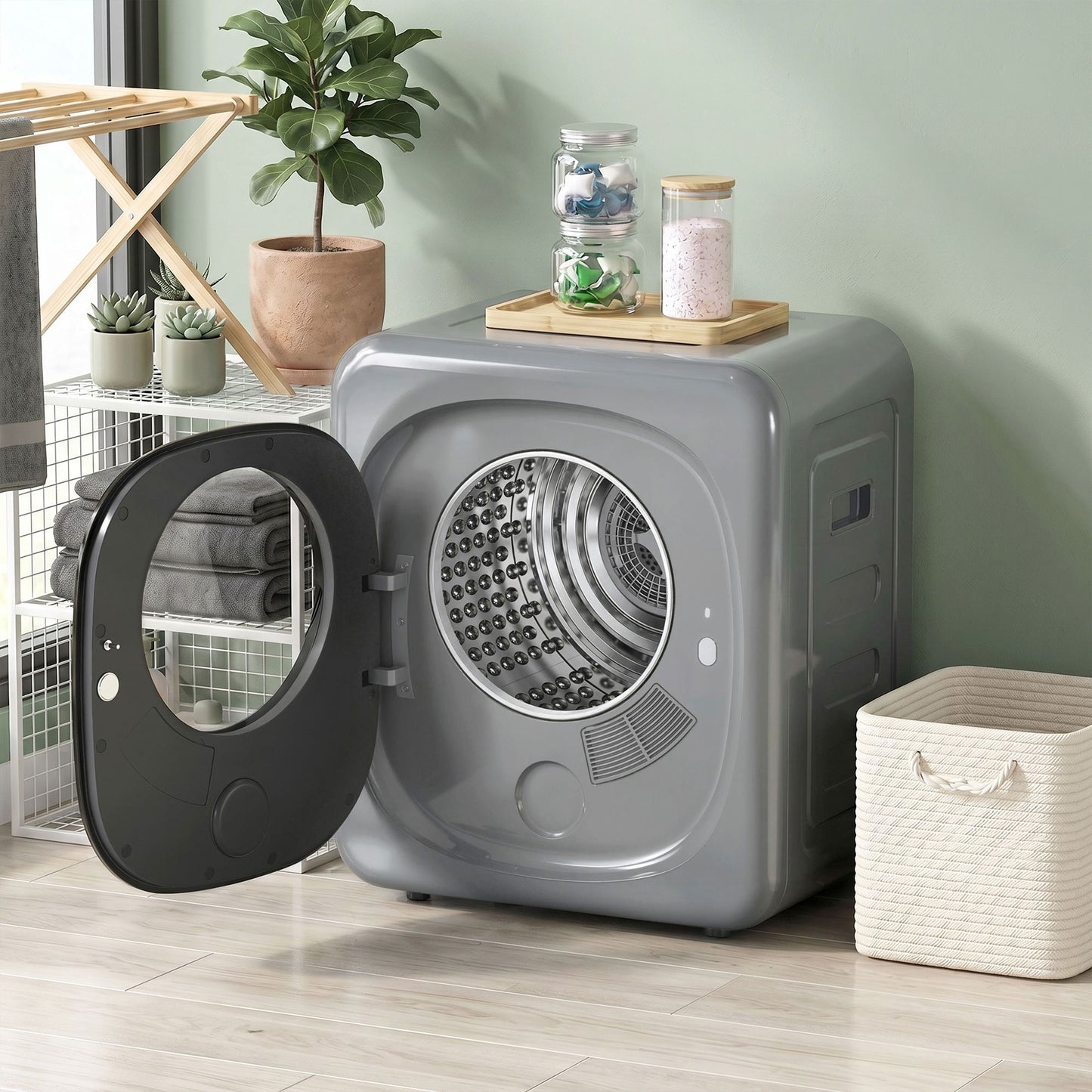 Compact Dryer Machine with 5 Modes, 4kg Small Tumble Dryer, Silver