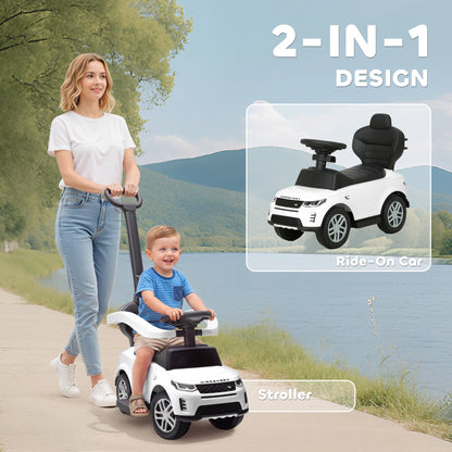 LAND ROVER Licensed Baby Push Car, 2-in-1 Ride on Car, White