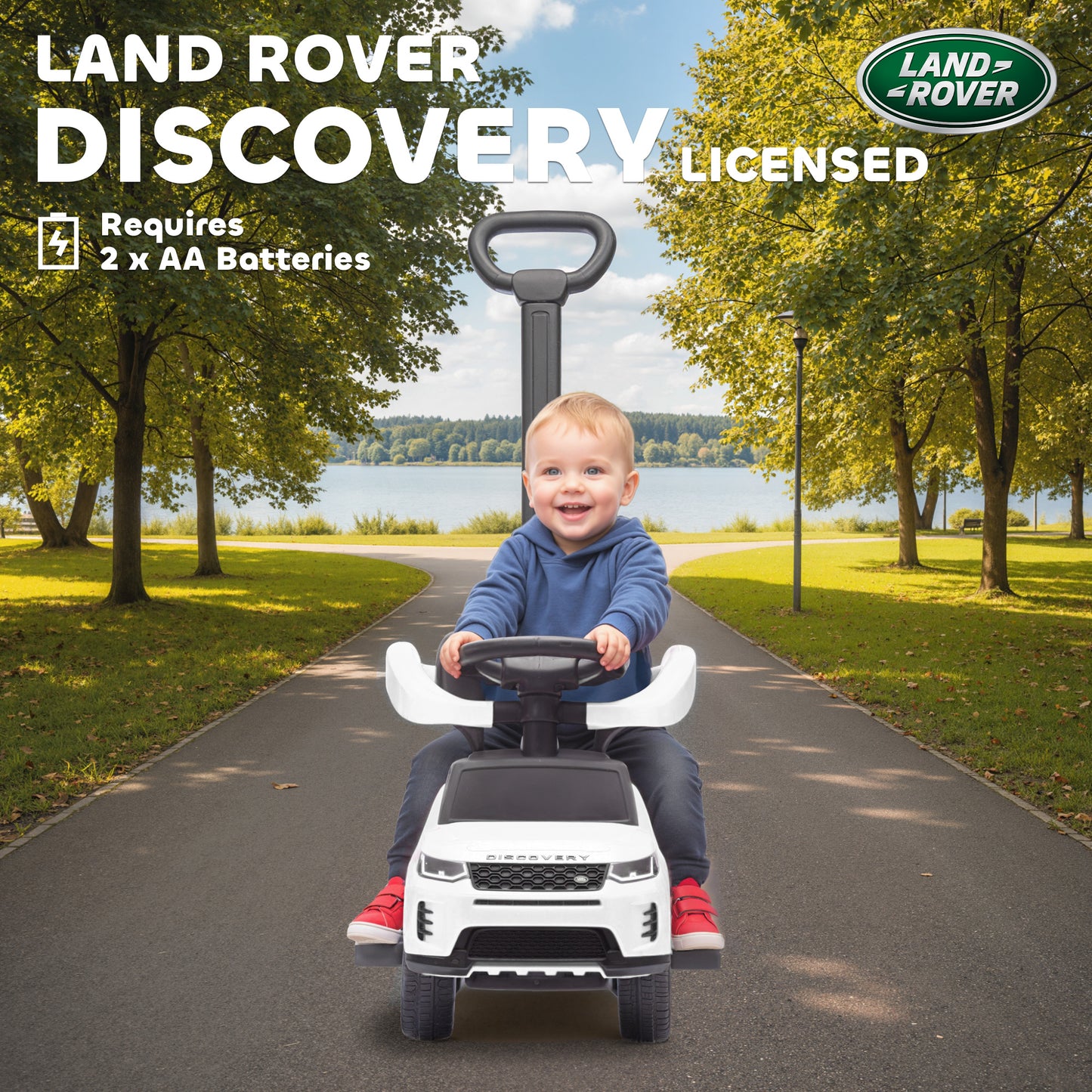 LAND ROVER Licensed Baby Push Car, 2-in-1 Ride on Car, White