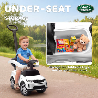 LAND ROVER Licensed Baby Push Car, 2-in-1 Ride on Car, White
