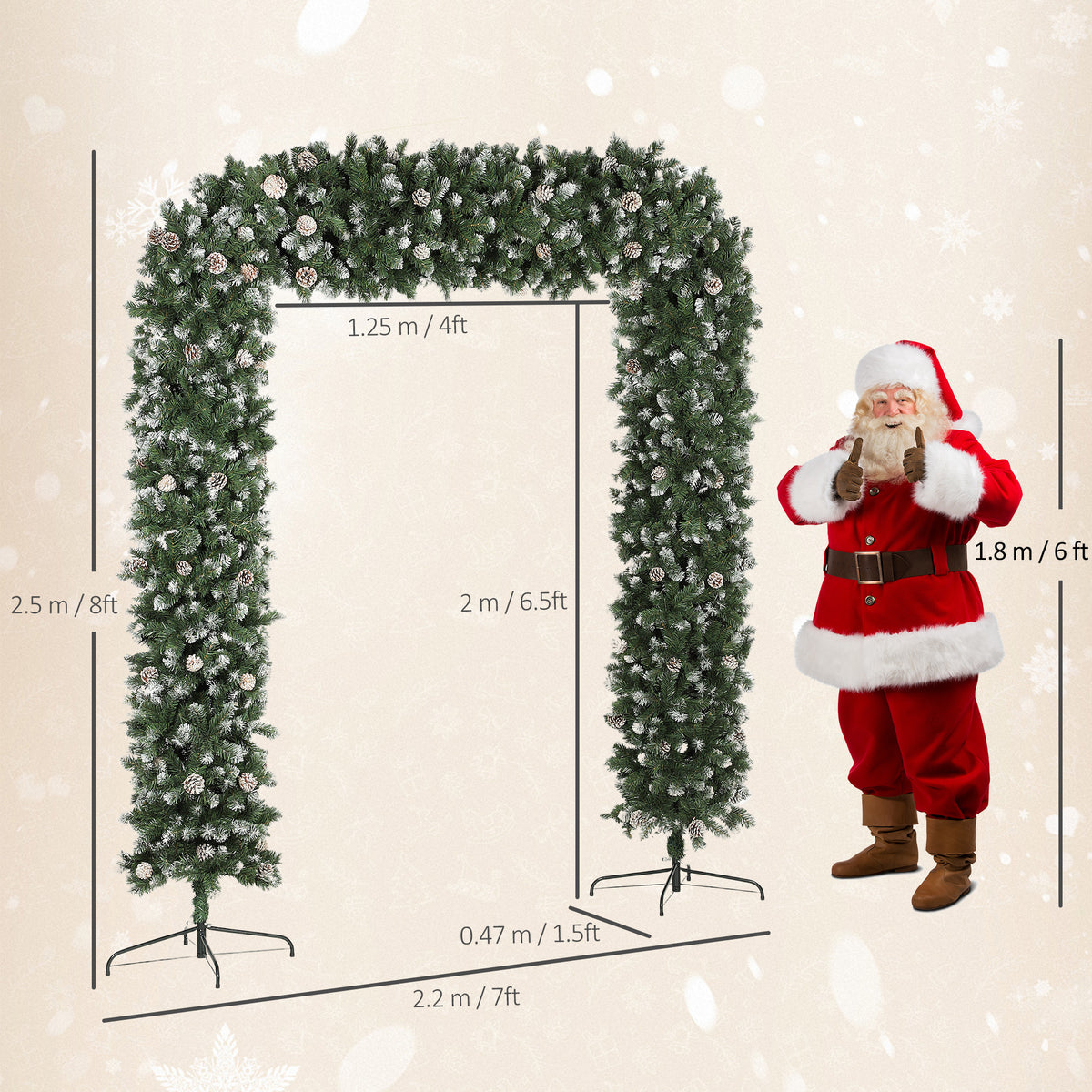 8.2 ft Snow Frosted Christmas Tree Arch, Doorway Decor with 2100 Tips