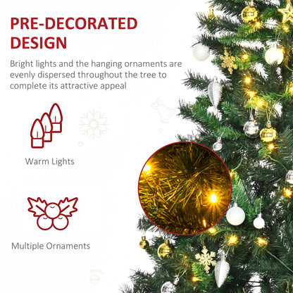 6ft Pre-Lit Artificial Christmas Tree with 200 Warm White LEDs & Baubles