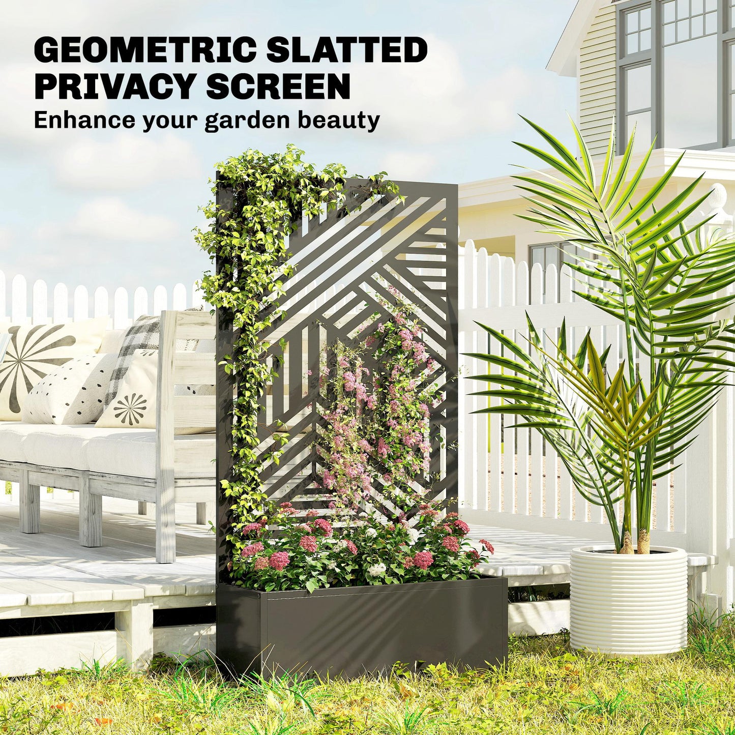 Metal Garden Bed for Garden with Trellis, Raised Garden Bed