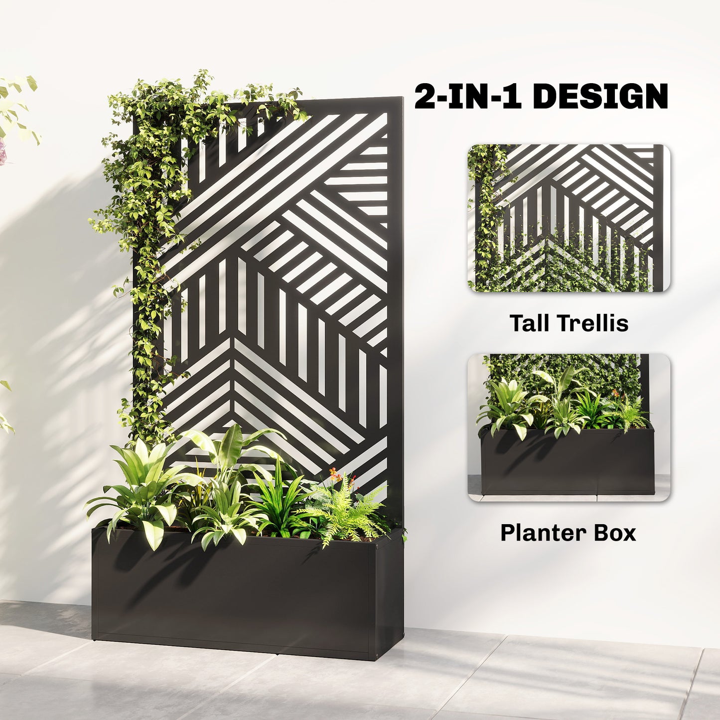 Metal Garden Bed for Garden with Trellis, Raised Garden Bed