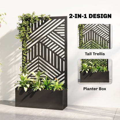 Metal Garden Bed for Garden with Trellis, Raised Garden Bed