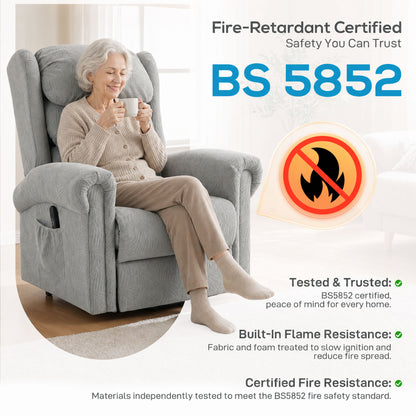 Power Lift Recliner Chair for Elderly with Remote Control, Grey