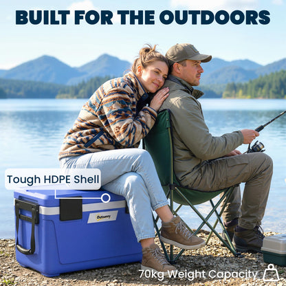 42.6L Insulated Cool Box, Portable Ice Cooler with Handle, Blue