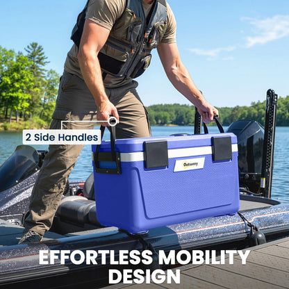 42.6L Insulated Cool Box, Portable Ice Cooler with Handle, Blue