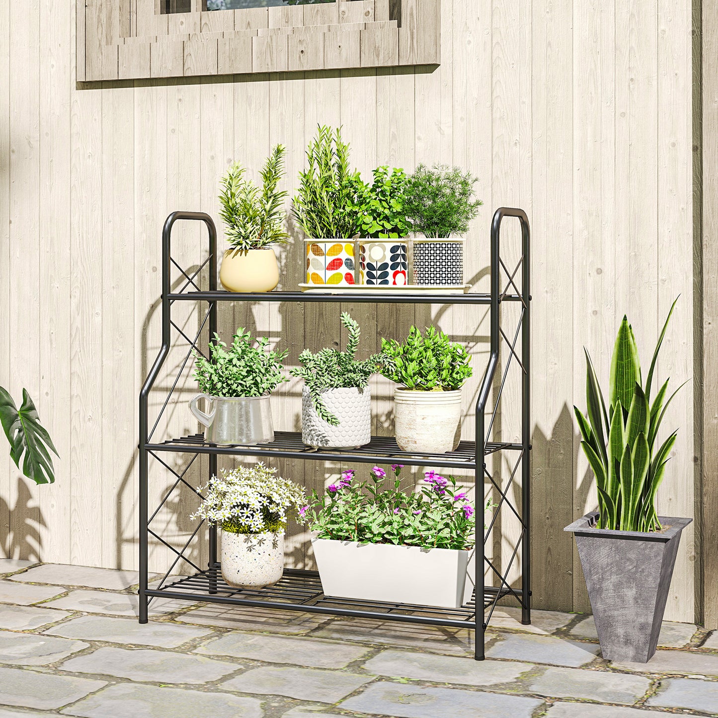 3-Tier Metal Plant Stand, Ladder Shelf Potted Plants Display