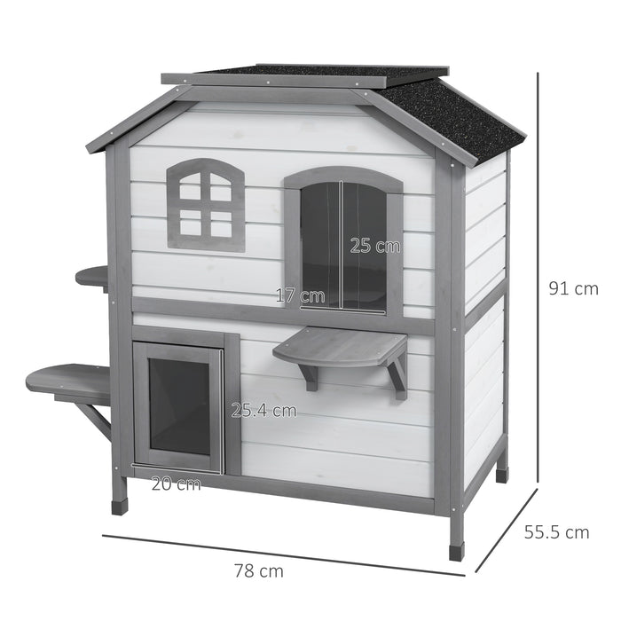 Kitten Condo with Openable Roof, Catio Enclosure Furniture, White