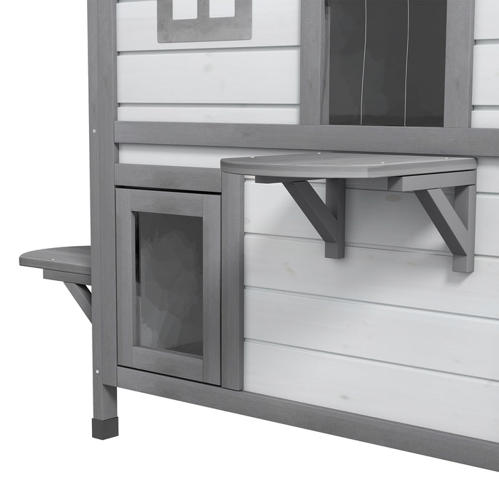 Kitten Condo with Openable Roof, Catio Enclosure Furniture, White