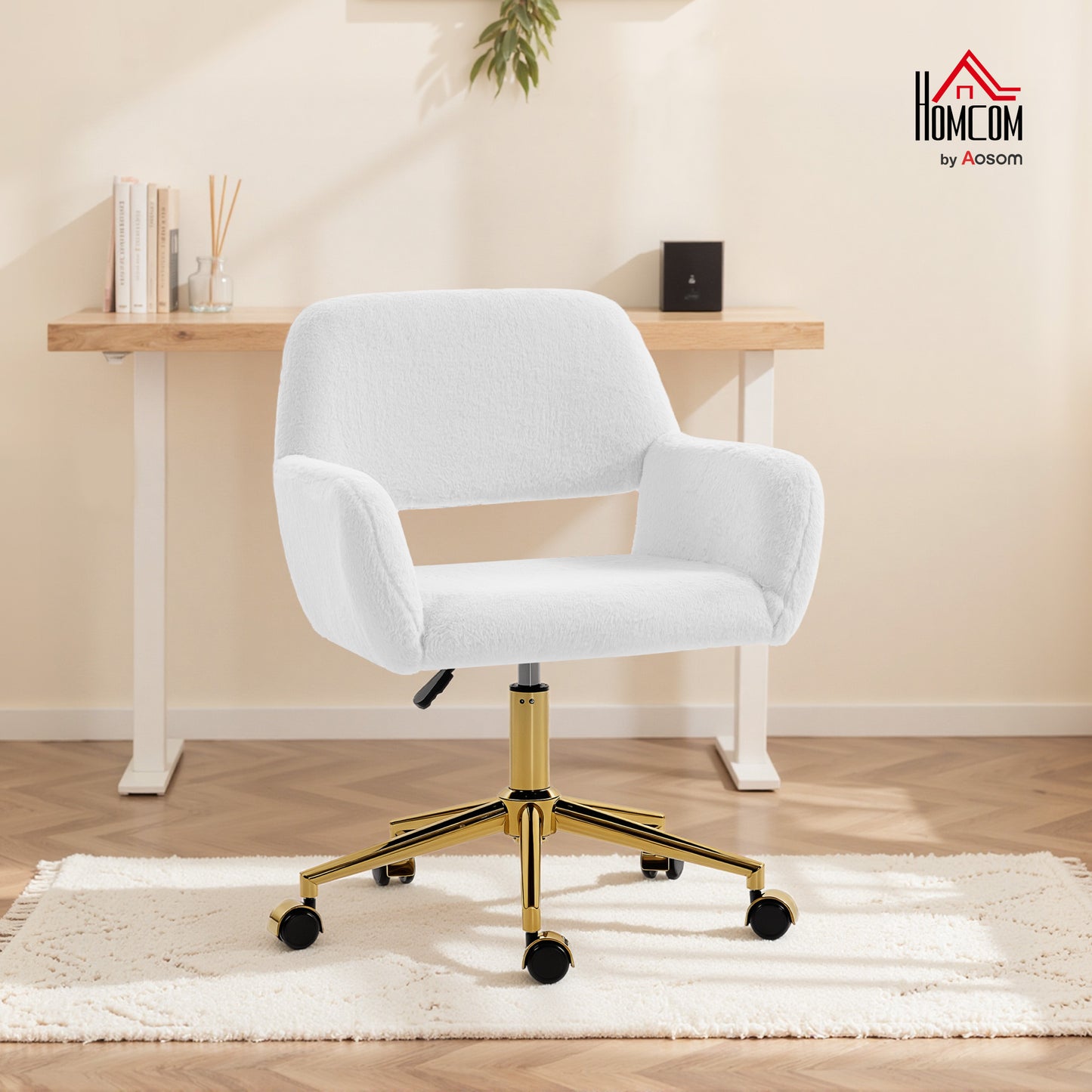 Swivel Office Chair, Vanity Desk Chair with Adjustable Height, Wheels