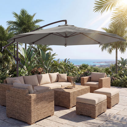 3 m Cantilever Parasol, Offset Umbrella with Cover and Wind Ropes