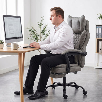 Big and Tall Office Chair with Lumbar Support, Grey