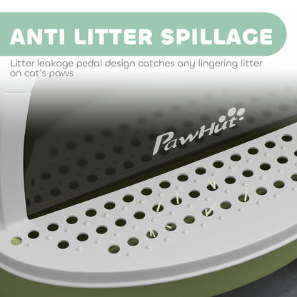 Cat Litter Tray w/ Lid, Enclosed Cat Litter Box w/ Pull-Out Drawer