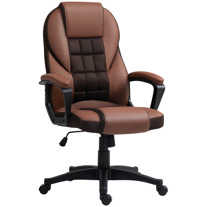 Executive Office Chair High Back Computer Chair with Armrests Brown