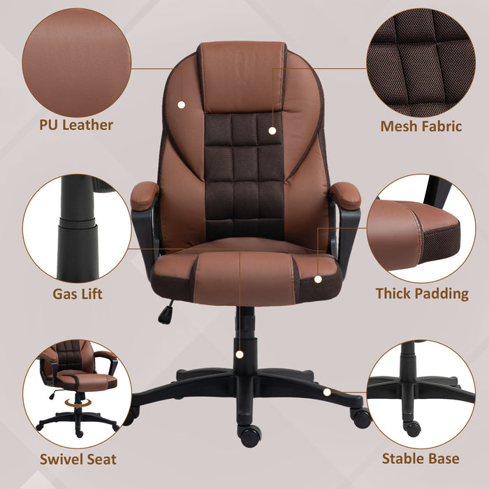 Executive Office Chair High Back Computer Chair with Armrests Brown