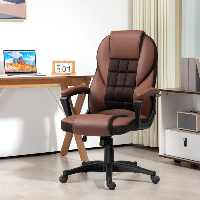 Executive Office Chair High Back Computer Chair with Armrests Brown