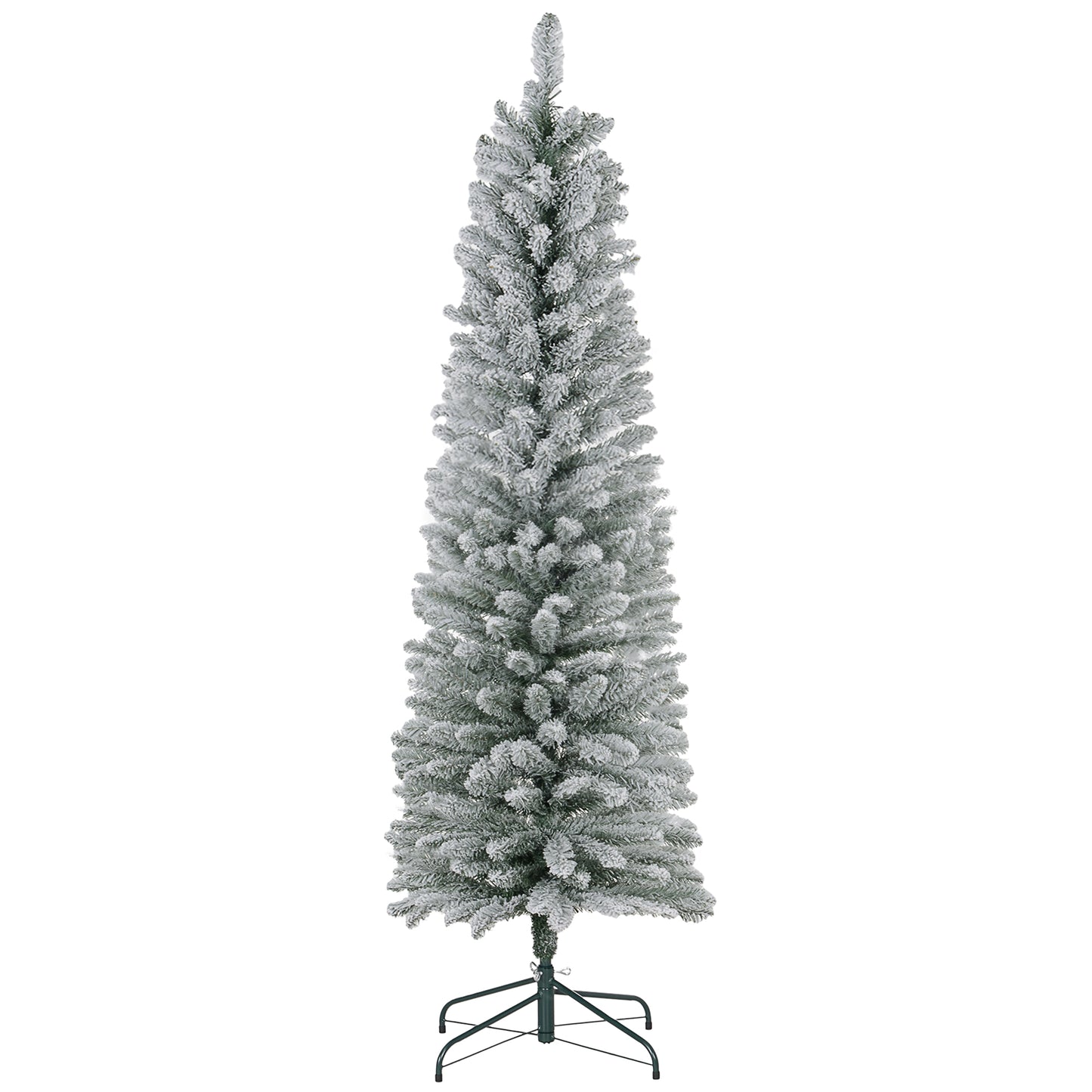 6 Foot Artificial Pencil Christmas Tree with Snow Flocked Tips, White