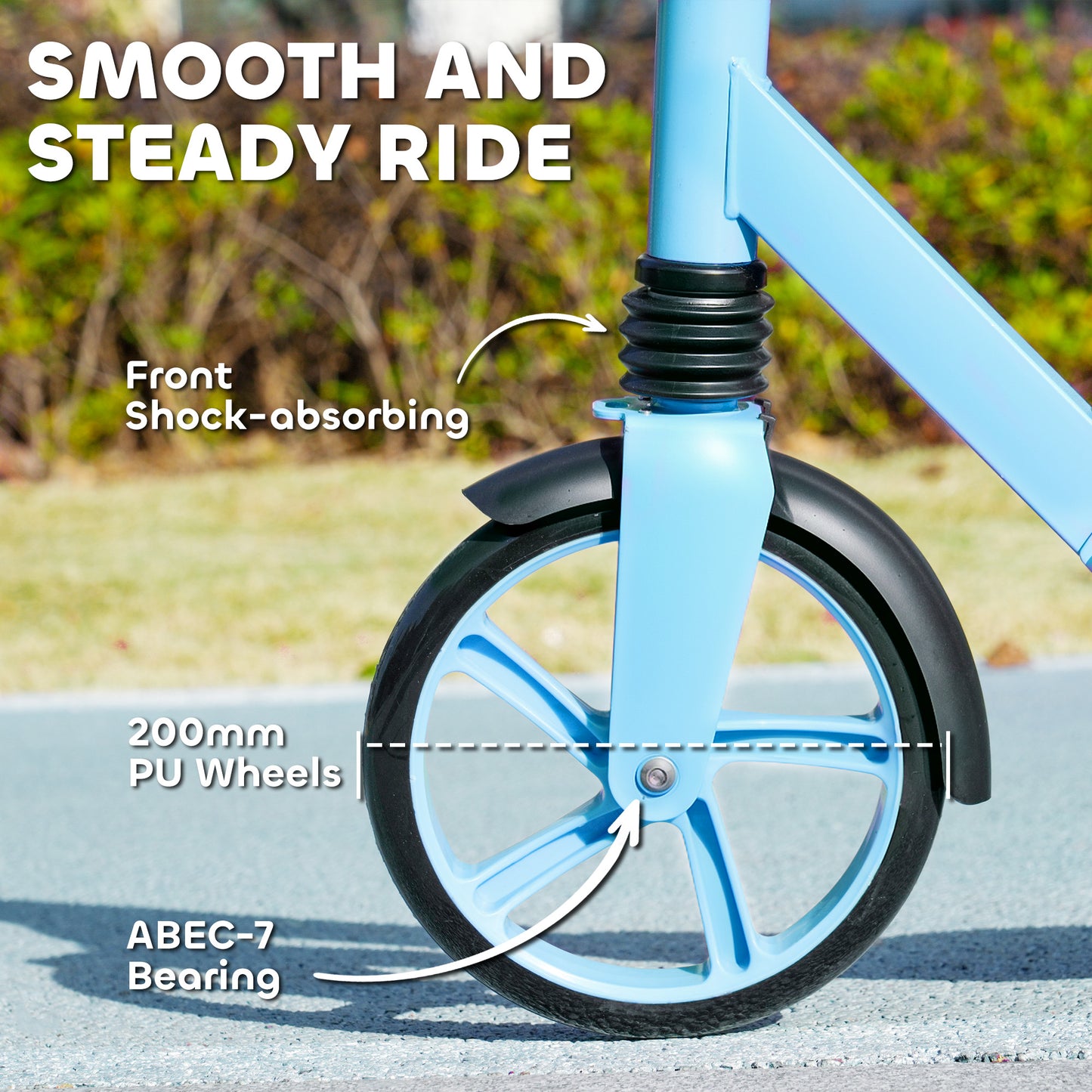 Kids Scooter, Foldable Kick Scooter with Adjustable Handlebar, 200mm Big Wheel, Rear Fender Brake, Gift for Ages 6-12 Years, Boys and Girls, Blue