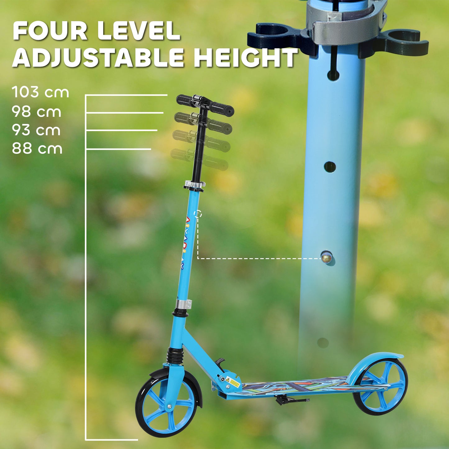 Kids Scooter, Foldable Kick Scooter with Adjustable Handlebar, 200mm Big Wheel, Rear Fender Brake, Gift for Ages 6-12 Years, Boys and Girls, Blue
