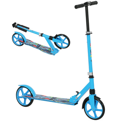 Kids Scooter, Foldable Kick Scooter with Adjustable Handlebar, 200mm Big Wheel, Rear Fender Brake, Gift for Ages 6-12 Years, Boys and Girls, Blue