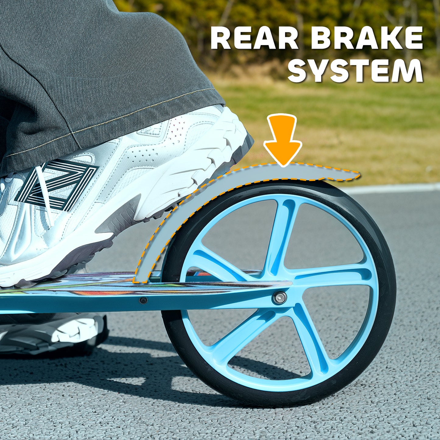 Kids Scooter, Foldable Kick Scooter with Adjustable Handlebar, 200mm Big Wheel, Rear Fender Brake, Gift for Ages 6-12 Years, Boys and Girls, Blue