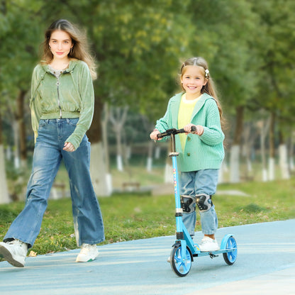 Kids Scooter, Foldable Kick Scooter with Adjustable Handlebar, 200mm Big Wheel, Rear Fender Brake, Gift for Ages 6-12 Years, Boys and Girls, Blue
