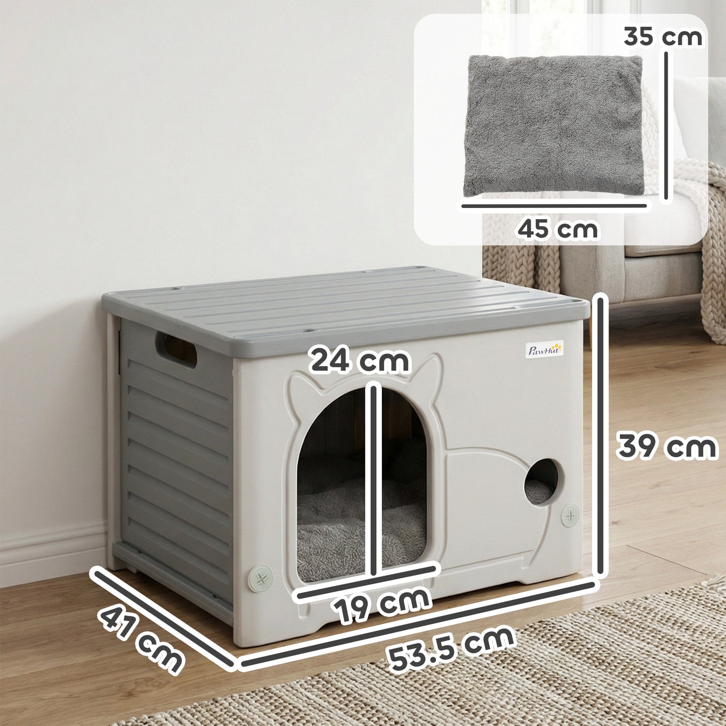 Cat House Stackable Cat Bed for Indoor Outdoor Grey