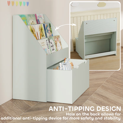 Kids Bookcase w/ 3 Tier Shelves, Drawer, for Bedroom, Nursery, Green