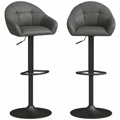 Bar Stools Adjustable Height Backrest Set of 2, Grey