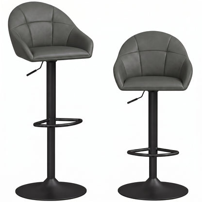 Bar Stools Adjustable Height Backrest Set of 2, Grey