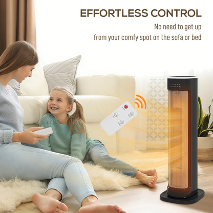 Ceramic Electric Heater, 2000W Space Heater with Timer, Black