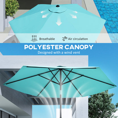2.6M Garden Parasol Umbrella with Aluminium Pole, Tilt, Turquoise