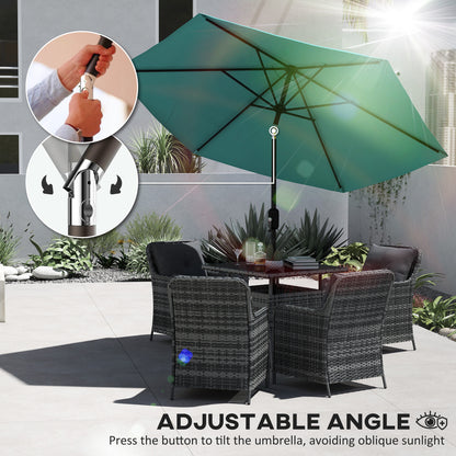 2.6M Garden Parasol Umbrella with Aluminium Pole, Tilt, Turquoise