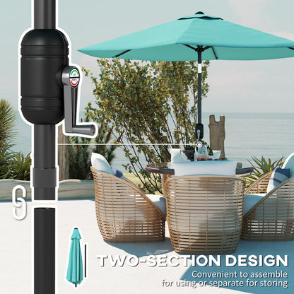 2.6M Garden Parasol Umbrella with Aluminium Pole, Tilt, Turquoise