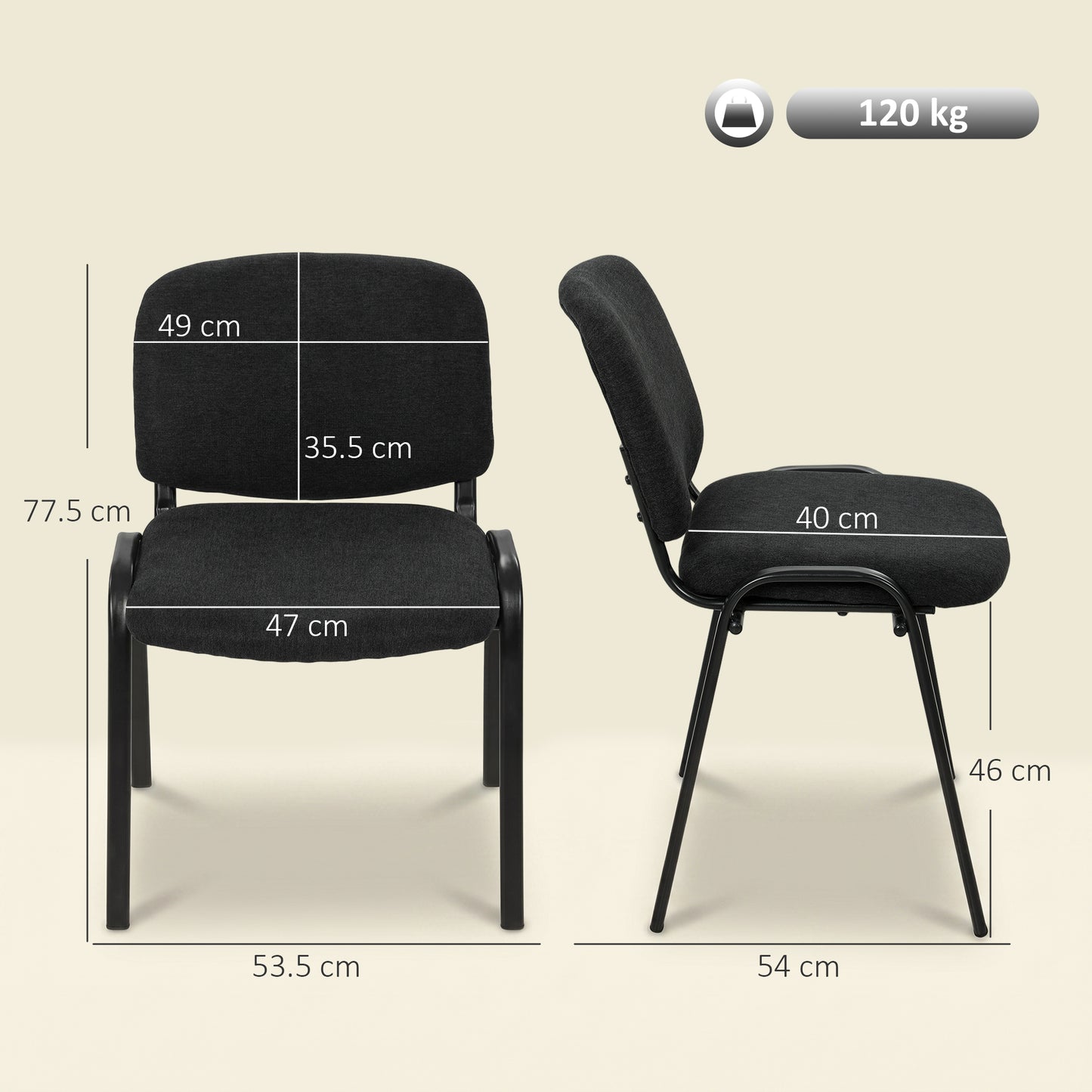 Meeting Chair with Stackable, Padded Seat, Black