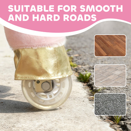 Kids Rocking Horse, Plush Ride On Unicorn Toy with Wheels, White