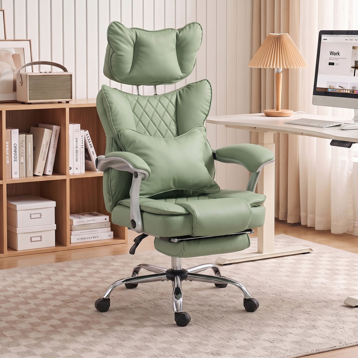 Big and Tall Office Chair with Lumbar Support, Light Green