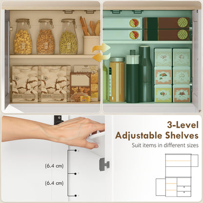 Kitchen Cupboard, Kitchen Cabinet with 2 Cabinets, 2 Drawers, White