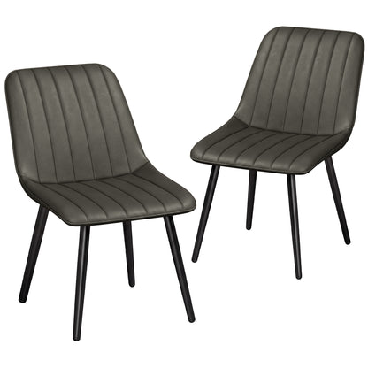 Faux Leather Upholstered Kitchen Chairs with Metal Legs, Grey